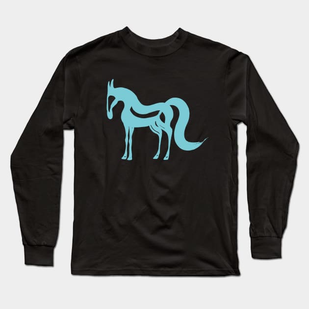 The Essence of a Horse (Cream and Blue) Long Sleeve T-Shirt by illucalliart